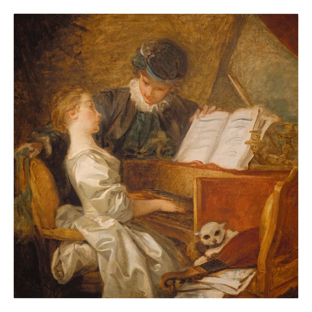 Wandbilder Kunstdrucke Jean Honoré Fragonard - Die Klavierstunde