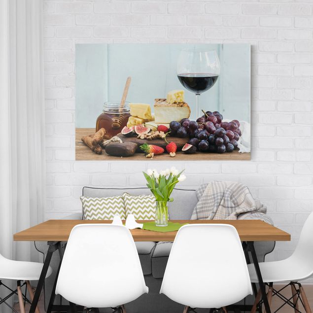 Wandbilder Floral Käse und Wein
