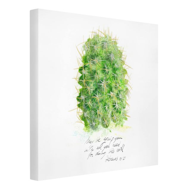 Wandbilder Blumen Kaktus mit Bibelvers I