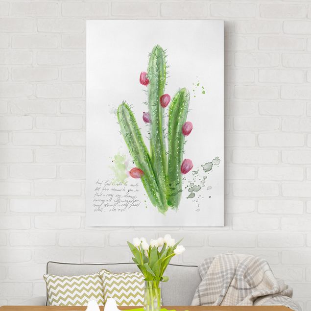 Blumenbilder auf Leinwand Kaktus mit Bibelvers II