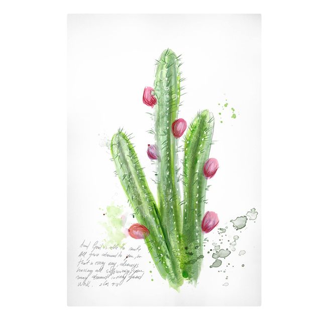 Wandbilder Grün Kaktus mit Bibelvers II
