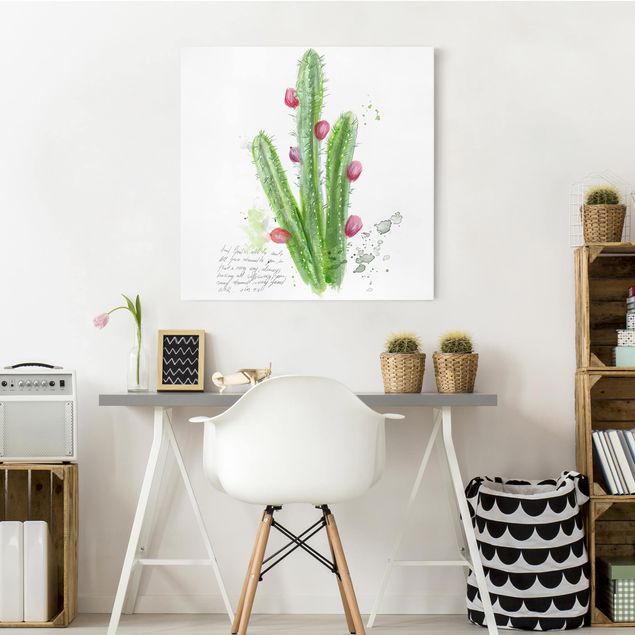 Wandbilder Floral Kaktus mit Bibelvers II