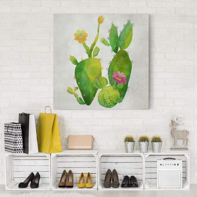 Wandbilder Floral Kaktusfamilie rosa gelb