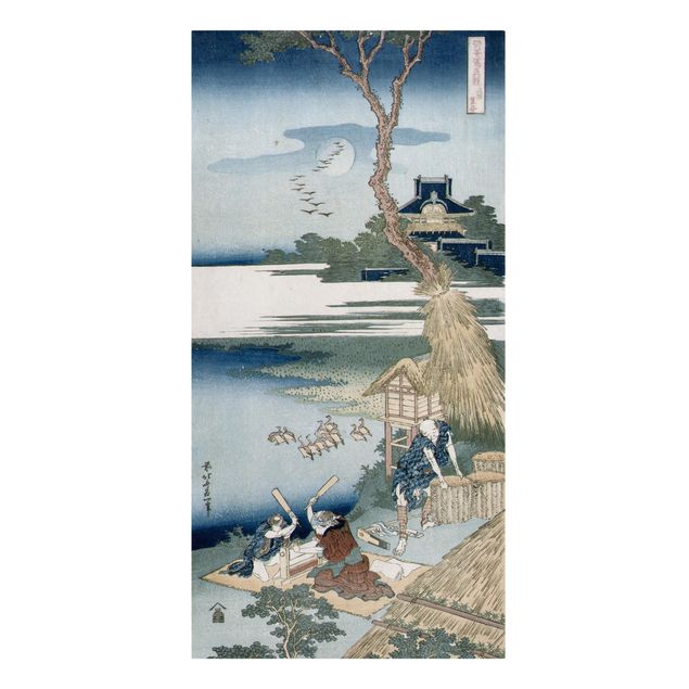 Wandbilder Familie Katsushika Hokusai - Bauernfamilie schlägt Wäsche