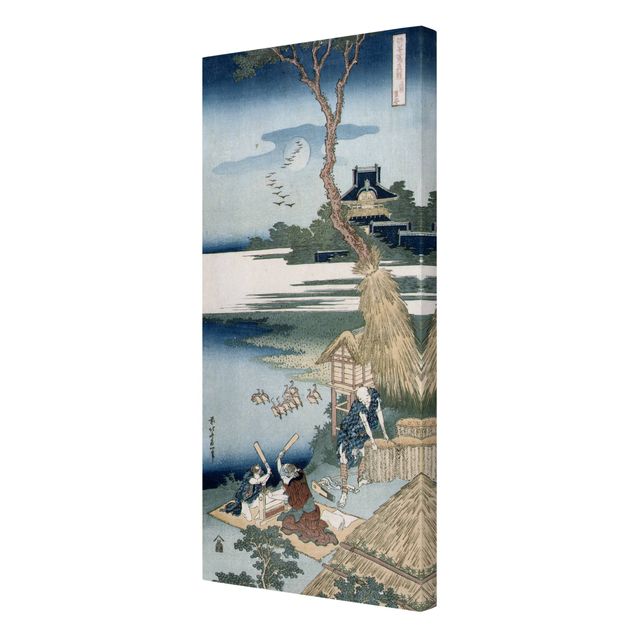 Leinwand Kunst Katsushika Hokusai - Bauernfamilie schlägt Wäsche