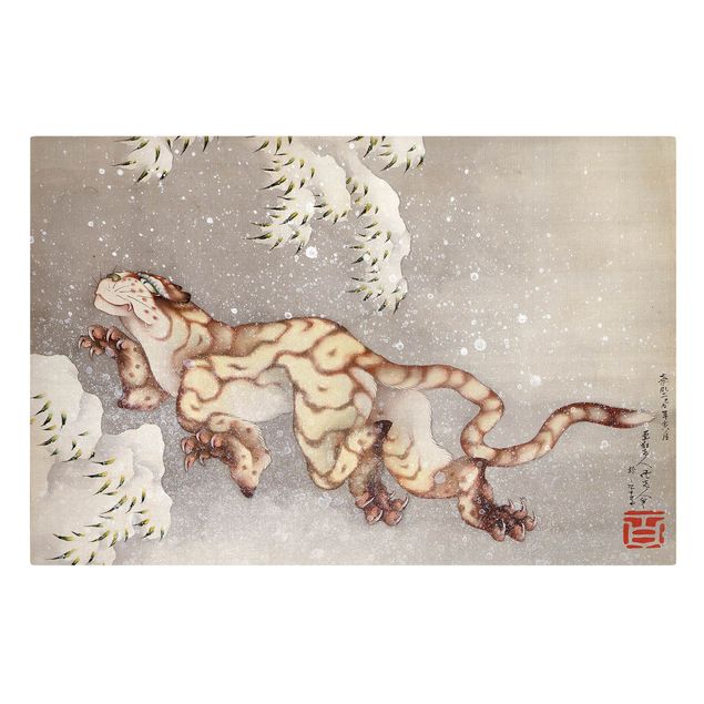 Wandbilder Kunstdrucke Katsushika Hokusai - Tiger in Schneesturm