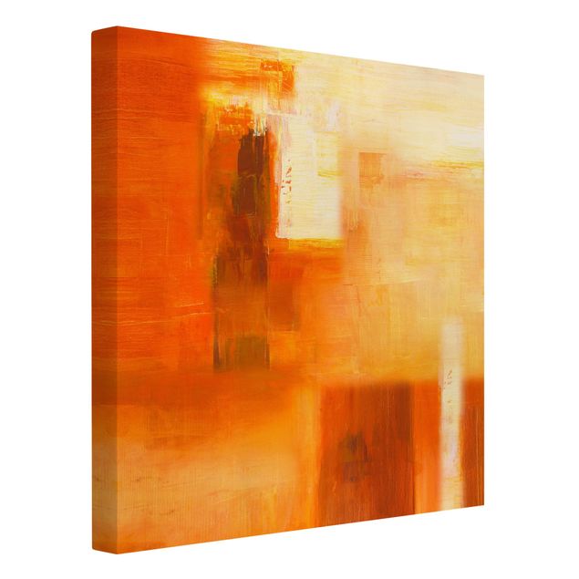 Leinwandbilder abstrakt Komposition in Orange und Braun 02