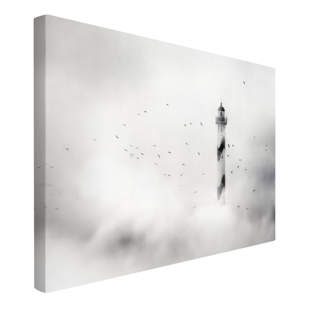 Wandbilder Strände Leuchtturm im Nebel