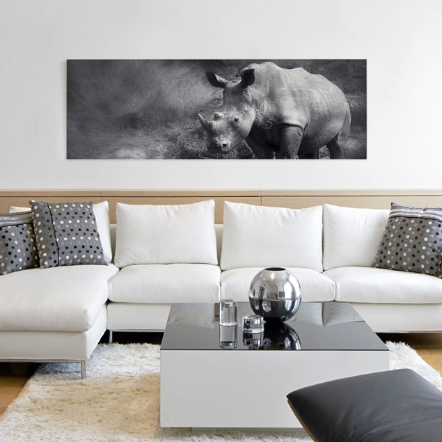Leinwandbilder schwarz-weiß Lonesome Rhinoceros