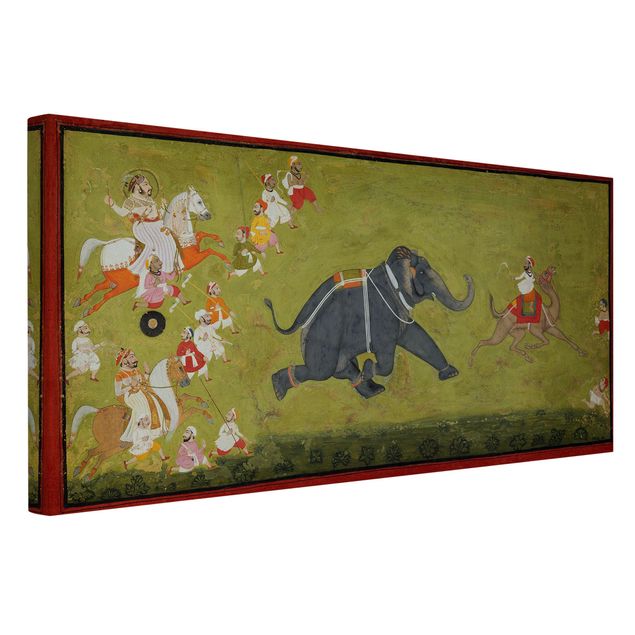 Kunststile Indisch - Maharaja Jagat Singh verfolgt fliehenden Elefanten