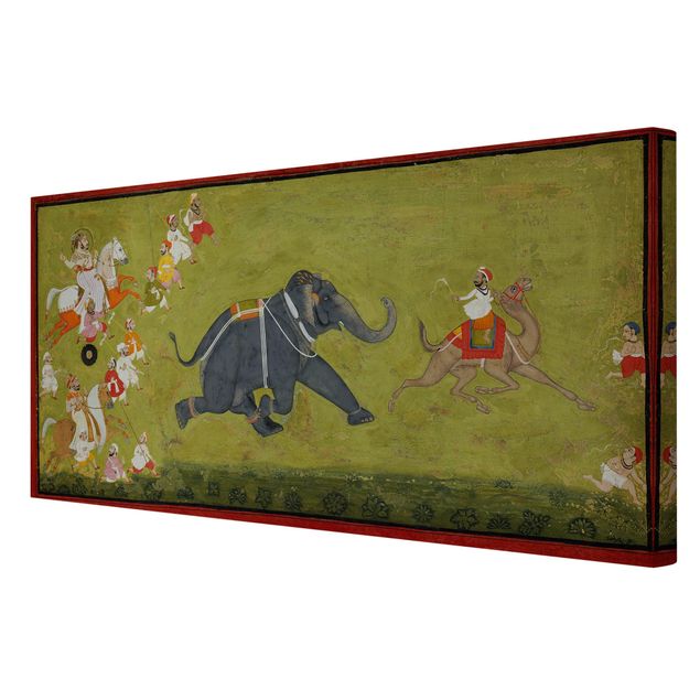 Wandbilder Kunstdrucke Indisch - Maharaja Jagat Singh verfolgt fliehenden Elefanten