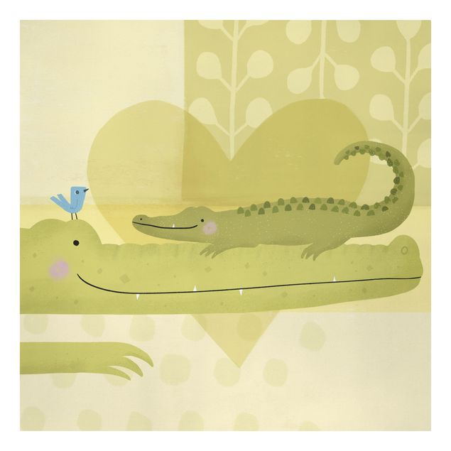 Wandbilder Grün Mama und ich - Krokodile