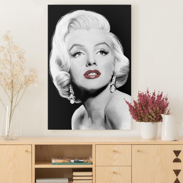 schwarz-weiß Bilder auf Leinwand Marilyn mit Ohrschmuck