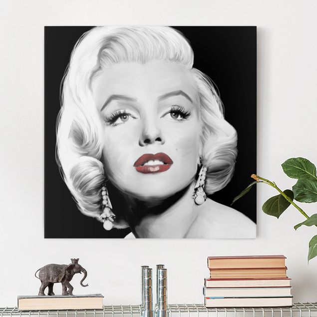 Leinwand schwarz-weiß Marilyn mit Ohrschmuck