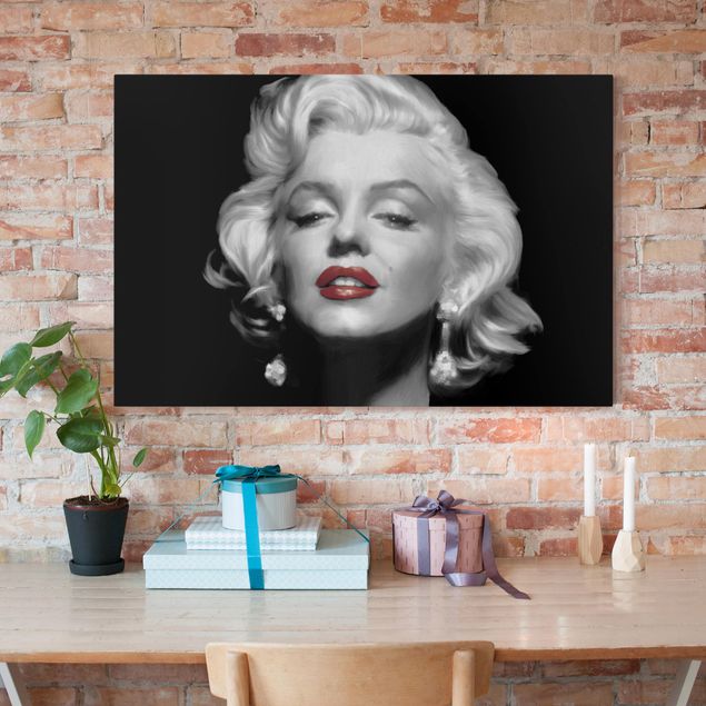 Vintage Leinwandbilder Marilyn mit roten Lippen