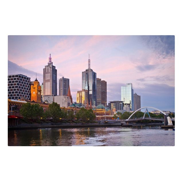 Skyline Leinwandbild Melbourne im Sonnnenuntergang