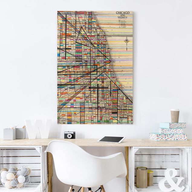 Wandbilder Weltkarten Moderne Karte von Chicago