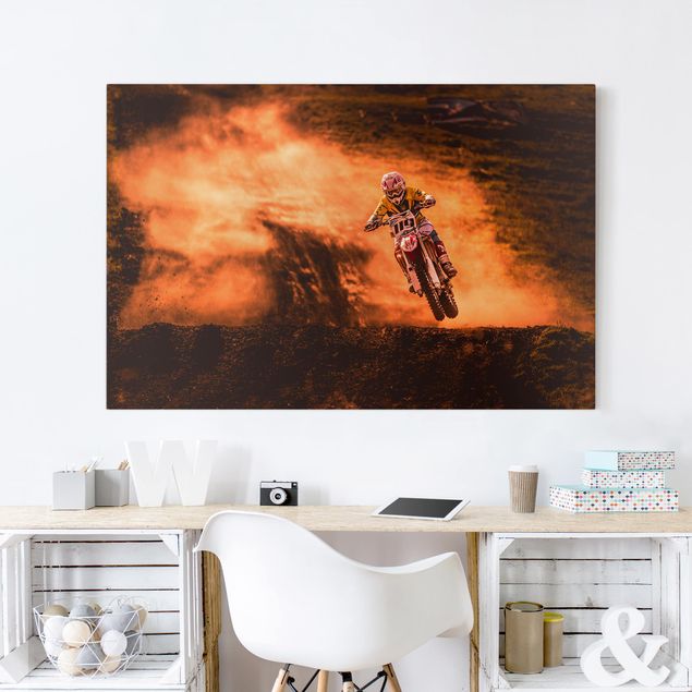 Wandbilder Portrait Motocross im Staub