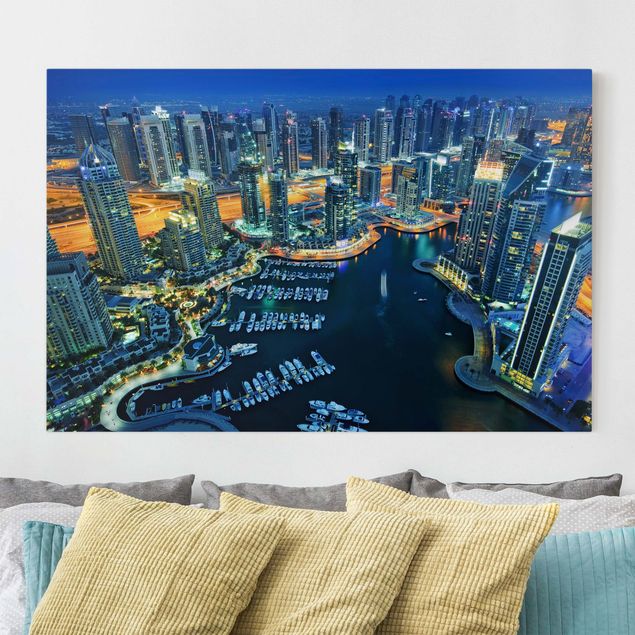 Wandbilder Asien Nächtliche Dubai Marina