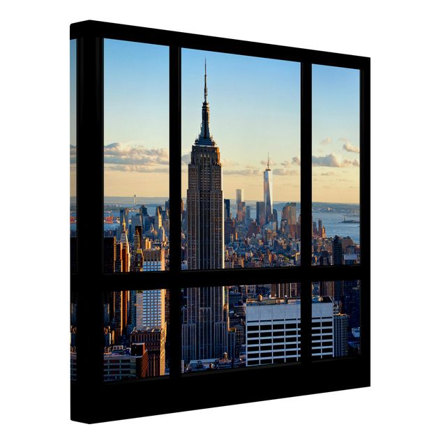 Skyline Leinwand New York Fensterblick auf Empire State Building