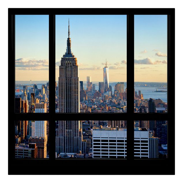 Wandbilder Architektur & Skyline New York Fensterblick auf Empire State Building