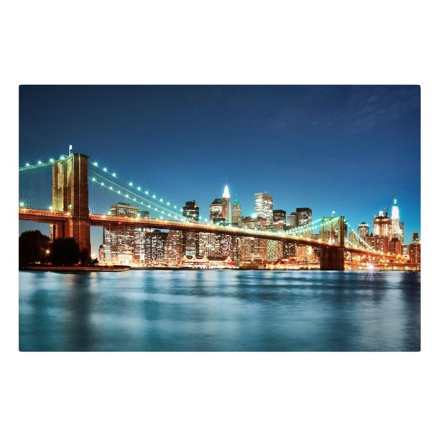 Skyline Leinwandbild Nighttime Manhattan Bridge