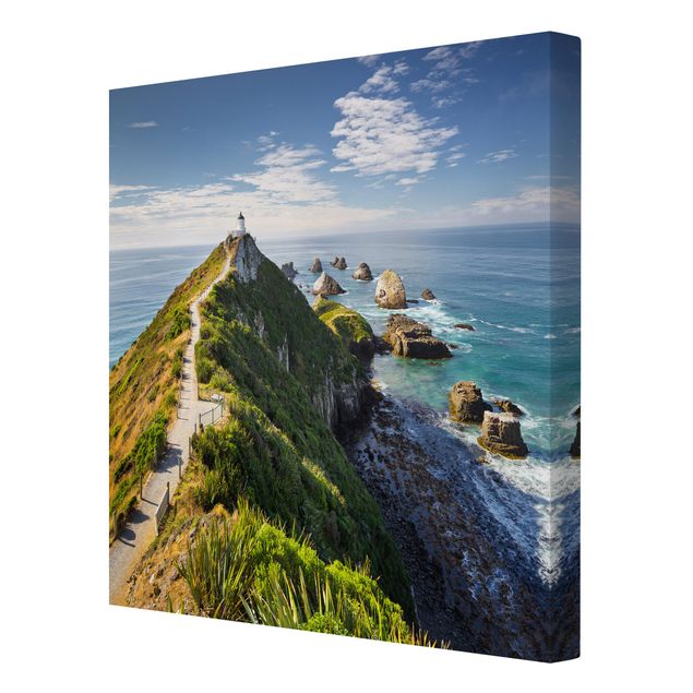 Wandbilder Strände Nugget Point Leuchtturm und Meer Neuseeland