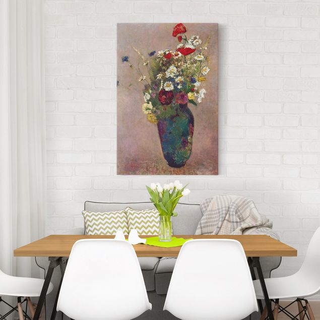 Mohnbilder auf Leinwand Odilon Redon - Blumenvase mit Mohn