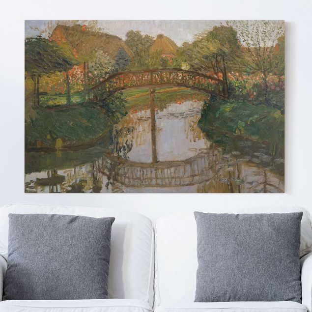 expressionistische Kunstdrucke Otto Modersohn - Bauerngarten mit Brücke