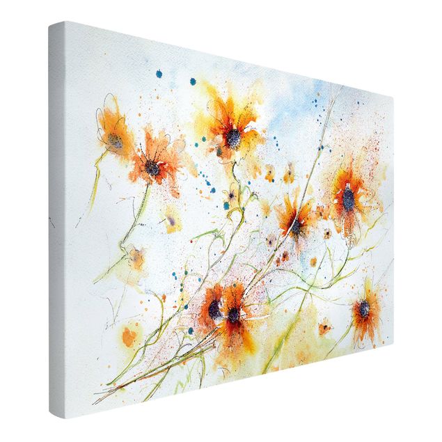 Leinwand Sonnenblumen Painted Flowers