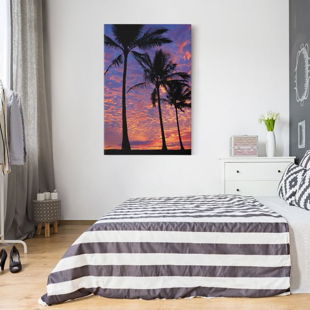 Leinwandbild Sonnenuntergang Palms