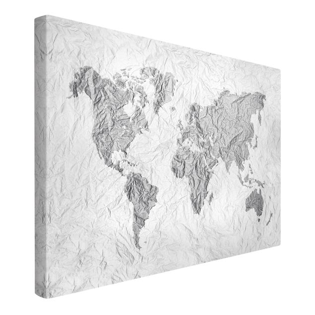 Wandbilder Architektur & Skyline Papier Weltkarte Weiß Grau
