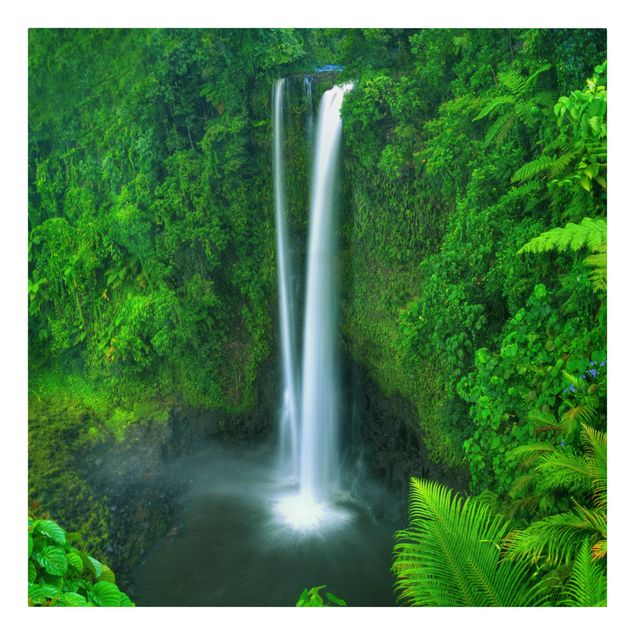 Natur Leinwand Paradiesischer Wasserfall