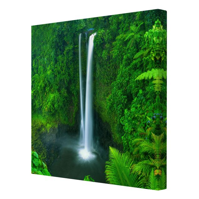 Leinwandbild Baum Paradiesischer Wasserfall