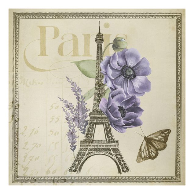 Blumenbilder auf Leinwand Paris Collage Eiffelturm