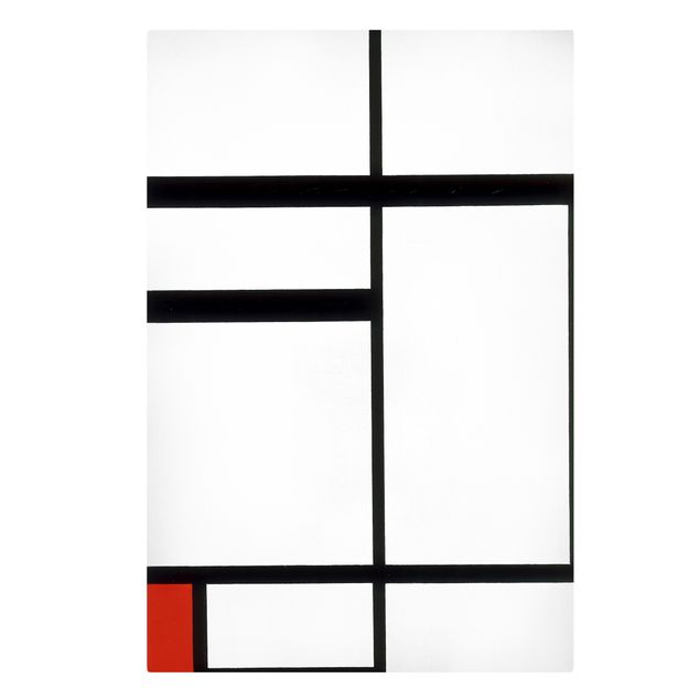 Wandbilder Kunstdrucke Piet Mondrian - Komposition Rot Schwarz Weiß