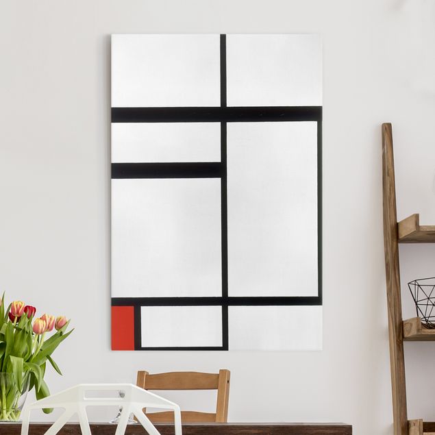 Wanddeko Küche Piet Mondrian - Komposition Rot Schwarz Weiß
