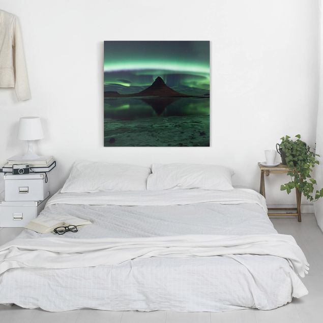Wandbilder Berge Polarlicht in Island