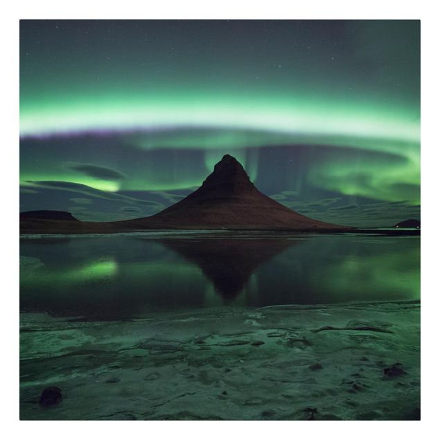 Skyline Leinwand Polarlicht in Island