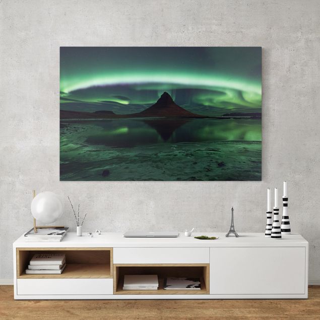 Leinwandbilder Berge Polarlicht in Island