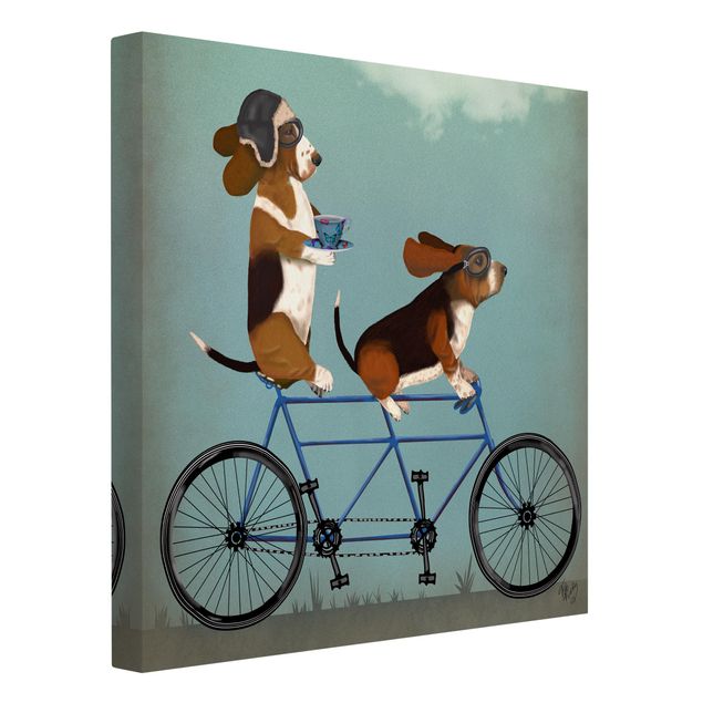 Wandbilder Hunde Radtour - Bassets Tandem