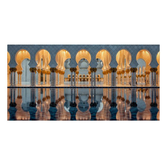 Wandbilder Orange Reflexionen in der Moschee