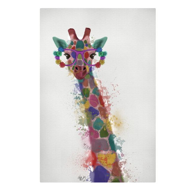 Wandbilder Modern Regenbogen Splash Giraffe