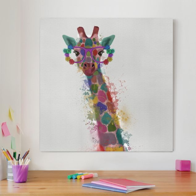 Giraffen Bilder auf Leinwand Regenbogen Splash Giraffe