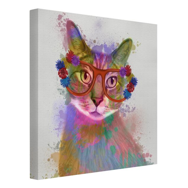 Leinwandbilder Tiere Regenbogen Splash Katze