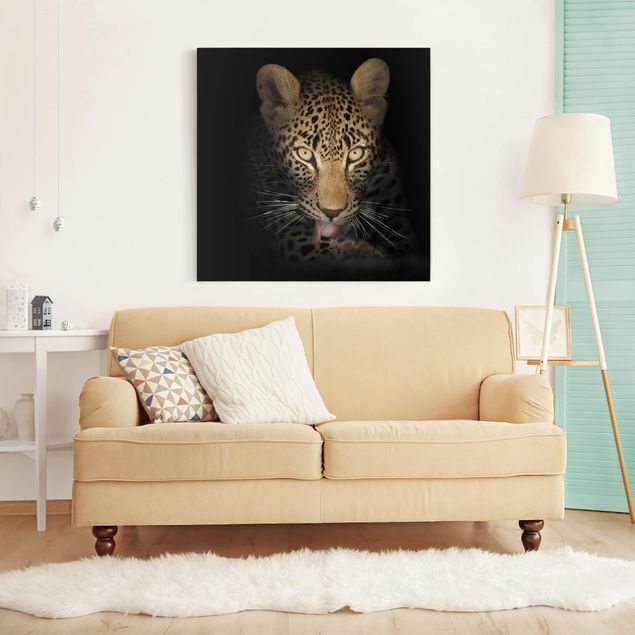 Leinwand schwarz-weiß Resting Leopard