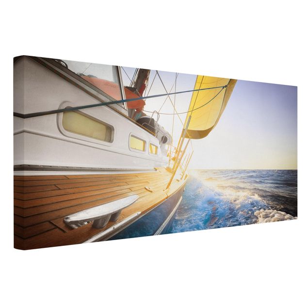 Wandbilder Meer Segelboot auf blauem Meer bei Sonnenschein