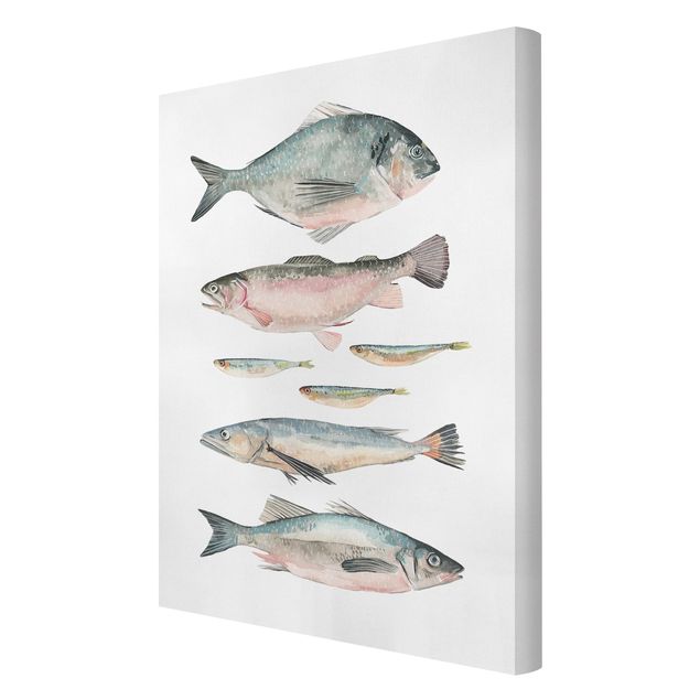 Wandbilder Tiere Sieben Fische in Aquarell II