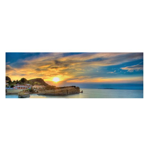 Wandbilder Landschaften Sonnenuntergang über Korfu