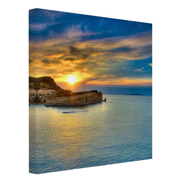 Wandbilder Landschaften Sonnenuntergang über Korfu